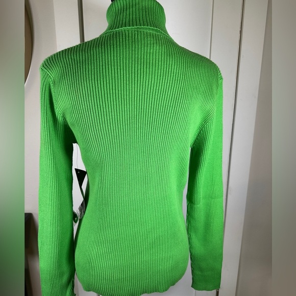 VINTAGE NWT Lauren Ralph Lauren Vibrant Green Ribbed Sweater - Picture 3 of 5